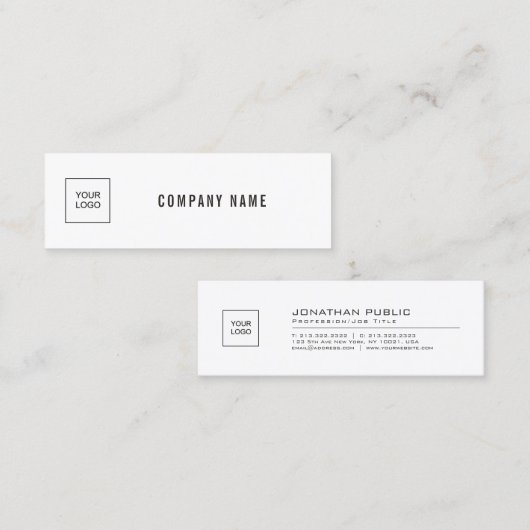 Modern Elegant Simple Plain Add Your Logo Company スキニー名刺 (正面/裏面)