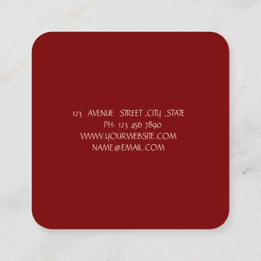 Modern Elegant Simple Plain,Gold Scissors Red スクエア名刺 (裏面)