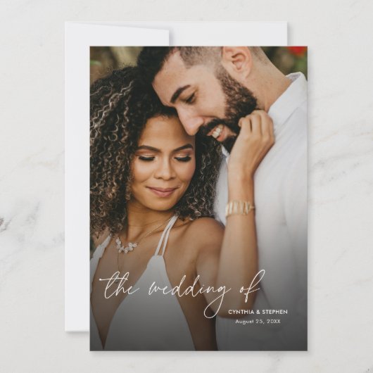 Modern Elegant Simple Vertical 2 Photos Wedding 招待状 (正面)