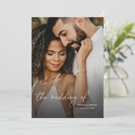 Modern Elegant Simple Vertical 2 Photos Wedding 招待状 (スタンド正面)