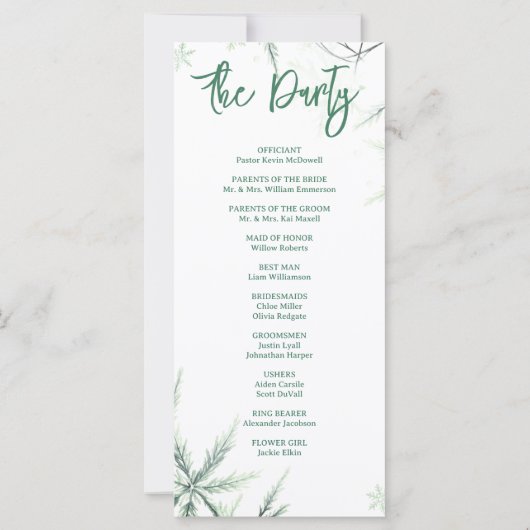 Modern Elegant Simple Wedding Program (裏面)