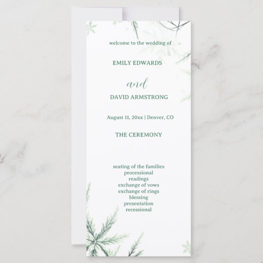 Modern Elegant Simple Wedding Program (正面)