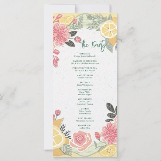 Modern Elegant SimpleFloral  Wedding Program (裏面)