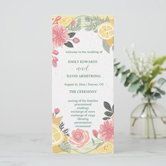 Modern Elegant SimpleFloral  Wedding Program (スタンド正面)