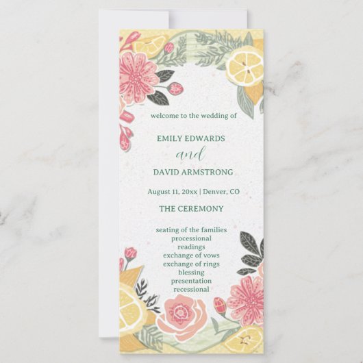 Modern Elegant SimpleFloral  Wedding Program (正面)