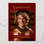 Modern Elegant Simplicity Spanish Graduate Photo 箔招待状 (正面)