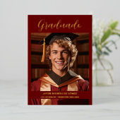 Modern Elegant Simplicity Spanish Graduate Photo 箔招待状 (立ち正面)