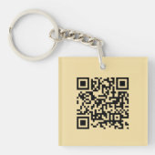 Modern Elegant Square Single Sided Gold QR Code キーホルダー (正面)