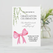 Modern Elegant Stylish Pink Bow Graduation  招待状 (スタンド正面)