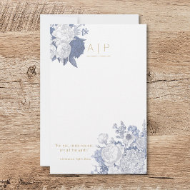 Modern Elegant Stylish Quote Floral Blue 便箋