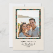 Modern Elegant Tartan Photo Frame Family Christmas シーズンカード (正面)