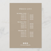 Modern Elegant Taupe Business Logo Menu Price List シーズンカード (裏面)
