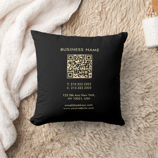 Modern Elegant Template Gold Text Font QR Code クッション (ブランケット)