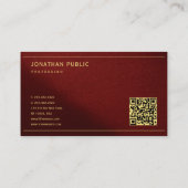  Modern Elegant Template Gold Text With QR Code 名刺 (裏面)