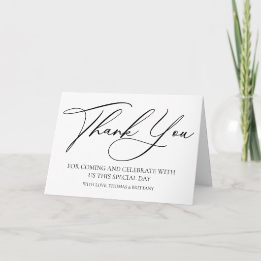 Modern elegant Thank you card black and white サンキューカード (正面)