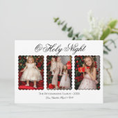 Modern Elegant Three Photo Family Christmas Card 招待状 (スタンド正面)