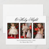 Modern Elegant Three Photo Family Christmas Card 招待状 (正面/裏面)