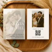 Modern Elegant Transparent Photo QR Code Wedding 招待状