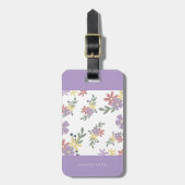 Modern Elegant Travel Soft Mauve Floral ラゲッジタグ (正面縦)
