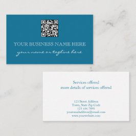 Modern Elegant Turquoise Aqua QR Code Professional 名刺