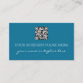 Modern Elegant Turquoise Aqua QR Code Professional 名刺 (正面)
