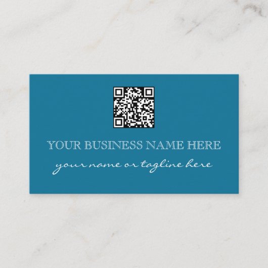 Modern Elegant Turquoise Aqua QR Code Professional 名刺 (正面)