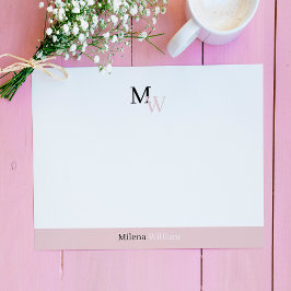 Modern Elegant Two Tone Monogrammed ノートカード