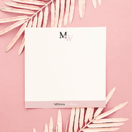 Modern Elegant Two Tone Monogrammed ノートカード