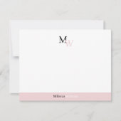 Modern Elegant Two Tone Monogrammed ノートカード (正面)