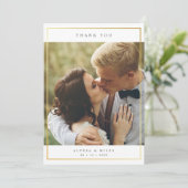 Modern Elegant Typography Gold Frame Wedding Photo サンキューカード (スタンド正面)