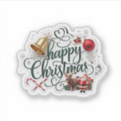 Modern elegant  typography happy christmas  シール (正面)