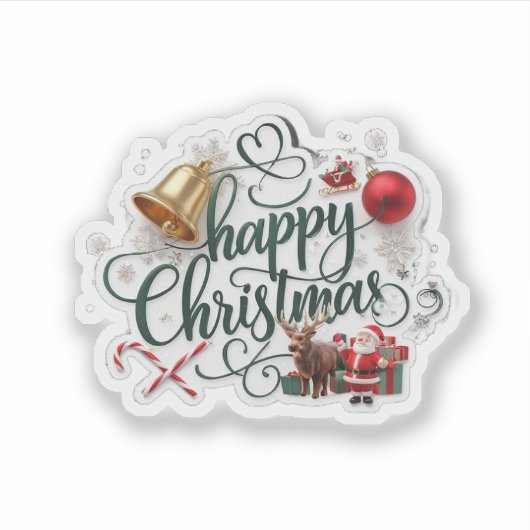 Modern elegant typography happy christmas シール (正面)