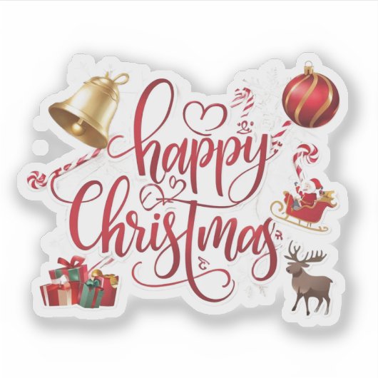 Modern elegant typography happy christmas シール (正面)