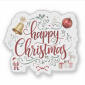 Modern elegant  typography happy christmas  シール (正面)