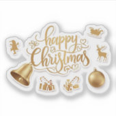 Modern elegant  typography happy christmas  シール (正面)