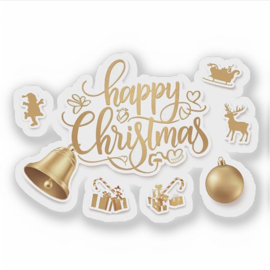 Modern elegant  typography happy christmas  シール (正面)