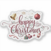 Modern elegant  typography happy christmas  シール (正面)