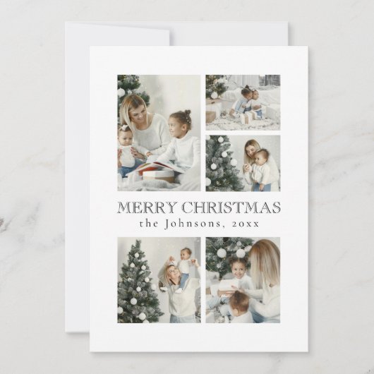  Modern Elegant Typography Photo Collage Christmas シーズンカード (正面)