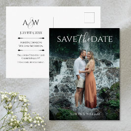Modern Elegant Typography Photo Save the Date  ポストカード