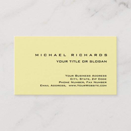 Modern Elegant Unique Plain Yellow Blue 名刺 (正面)