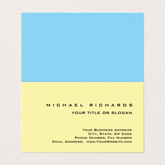 Modern Elegant Unique Plain Yellow Blue 名刺 (外部フラット)