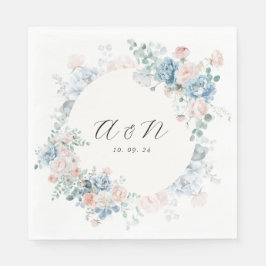 Modern Elegant Watercolor Floral Monogram Wedding スタンダードランチョンナプキン