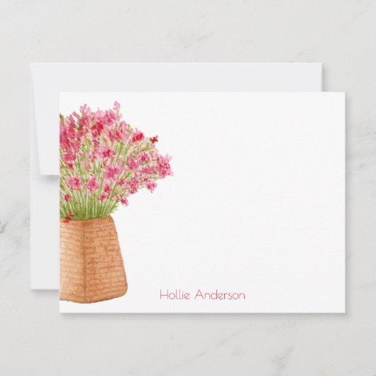 Modern Elegant Watercolor Floral Stationary ノートカード (正面)