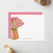 Modern Elegant Watercolor Floral Stationary ノートカード (正面/裏面インサイチュ)