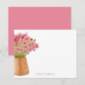 Modern Elegant Watercolor Floral Stationary ノートカード (正面/裏面)