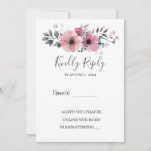 Modern elegant watercolor flowers Wedding RSVP 招待状 (正面)
