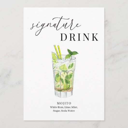 Modern Elegant Watercolor Signature Drink Sign (正面)