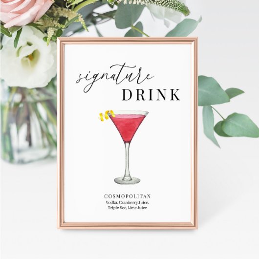Modern Elegant Watercolor Signature Drink Sign