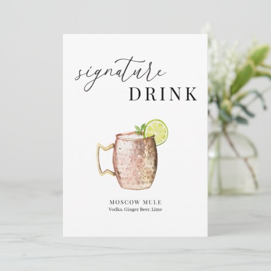 Modern Elegant Watercolor Signature Drink Sign (スタンド正面)
