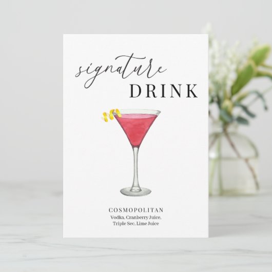 Modern Elegant Watercolor Signature Drink Sign (スタンド正面)